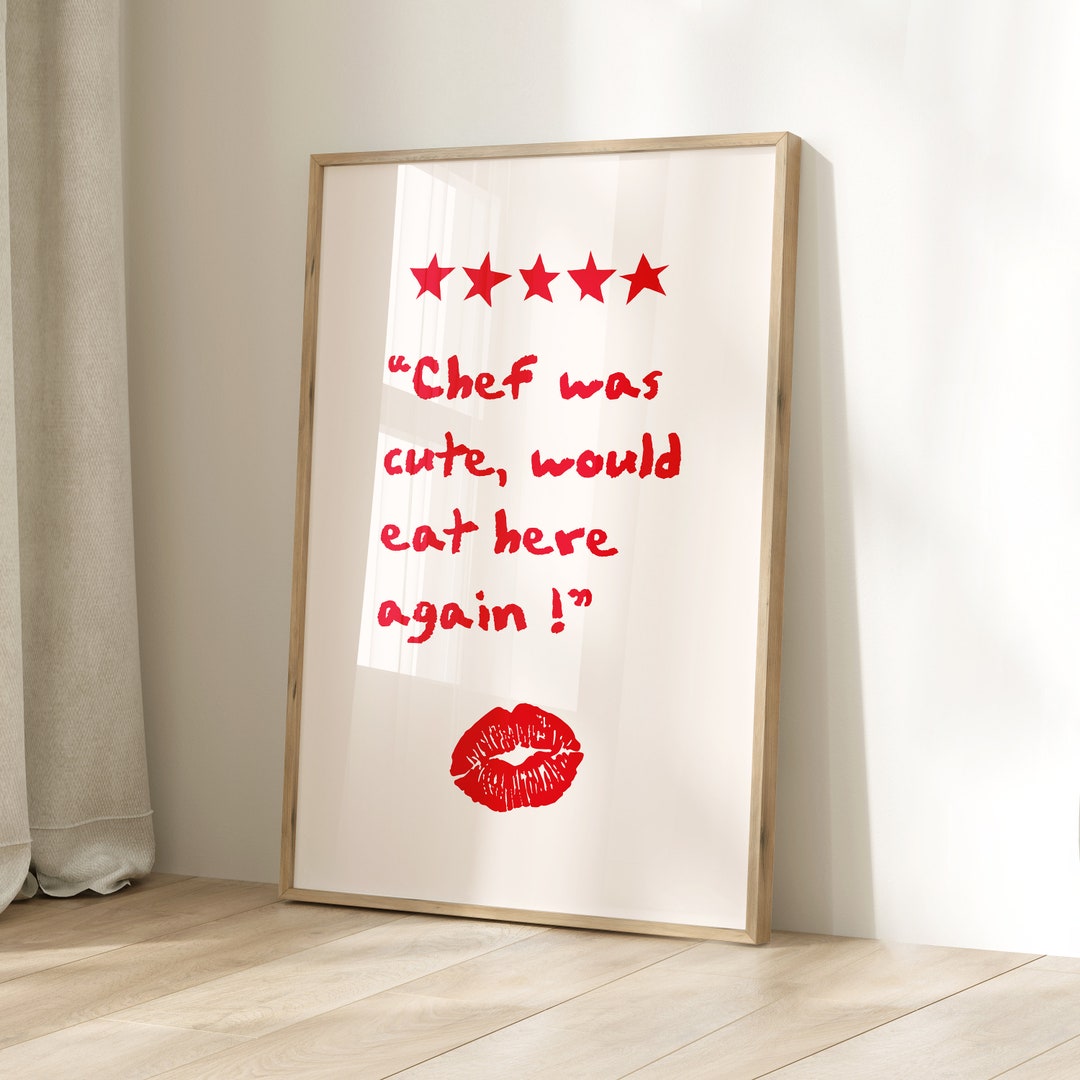 Chef Was Cute Aesthetic Kitchen Decor Cooking Wall Art Print Etsy