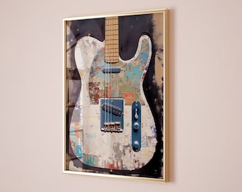 Fender Telecaster Guitar Abstract Painting: Digital Art Print (Digital Download)