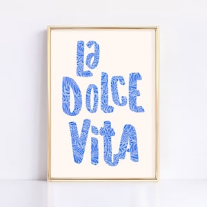 La dolce vita, Trendy Poster Decor Italiaanse Quote Typografie Digitale Download Print Love Saying Boho Gift Afdrukbare Wall Art Minimalistische Kamer