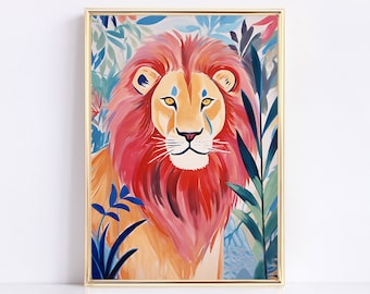 Lion Nursery Animal Paintings Watercolor Animal Wall Art Wild Safari Poster Artwork Room Decor Animals Prints Paintings Canvas Jungle