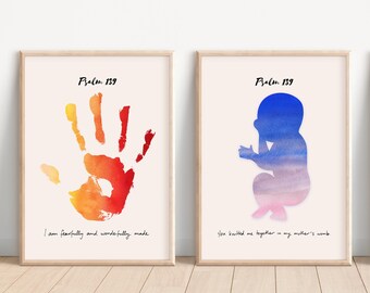 Psalm 139 Watercolor Print Set: Christian Nursery Decor (Digital Download)