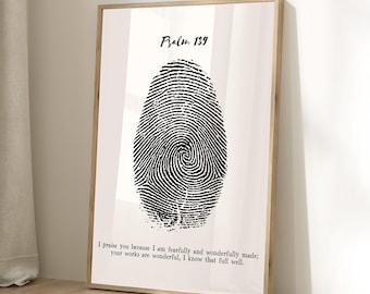 Psalm 139:14, Bible verse, Bible Sketches, Scripture quote, Biblical art, Baby nursery, Faith decor, Christian decoration, Jesus art