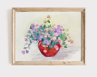 Impresión de ramo de flores en acuarela: Arte floral brillante (Descarga digital)