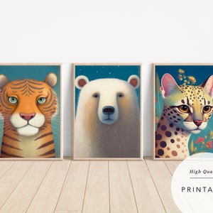 Watercolor Animals Nursery Art Prints (Digital Download)