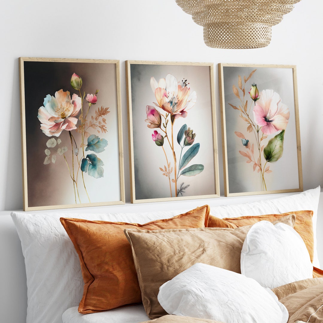 Watercolor Wildflower Print Set: Modern Floral Gallery Wall Art ...