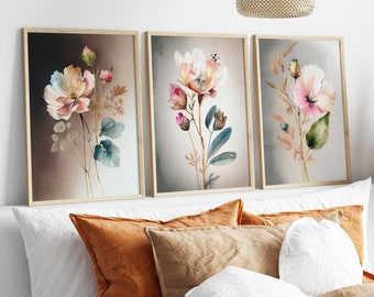 Watercolor Wildflower Print Set: Modern Floral Gallery Wall Art (Digital Download)