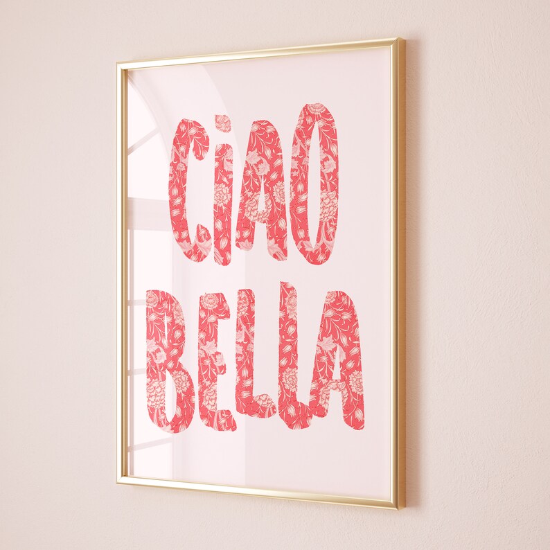 Ciao Bella, Trendy Poster Decor Italian Quote Typography Digital Download Print Love Saying Boho Gift Printable Wall Art Minimalist Room