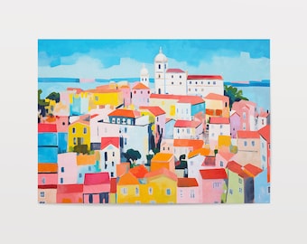 Lisbon Watercolor Print: Abstract Portugal Cityscape (Digital Download)