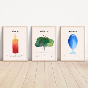 Trio Christian Decor, Bible Sketches, Bible Verse Wall Art, Scripture Print, Biblical Wall Art, Christian Art, Psalm Decor, Faith Decoration
