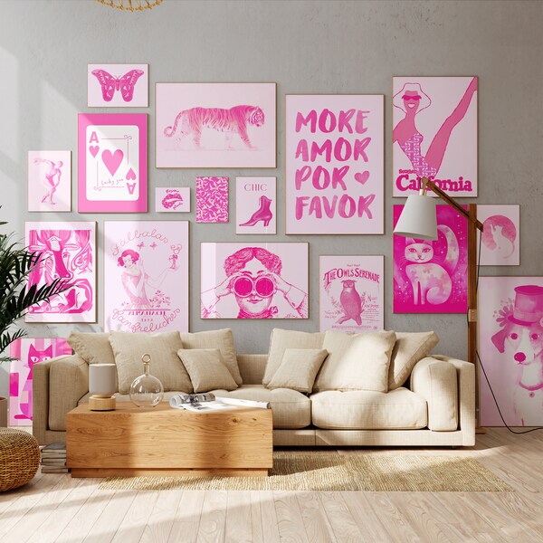 Hot Pink Wall Art Etsy