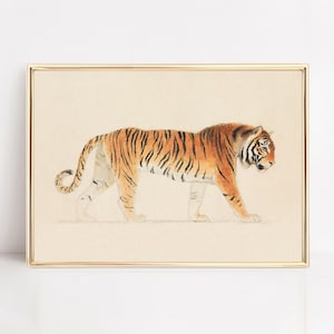 Vintage Tiger Art Print: Muted Neutral Colors (Digital Download)
