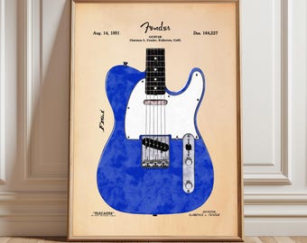 Fender Telecaster Blueprint: Electric Guitar Patent Art (Digital Download)