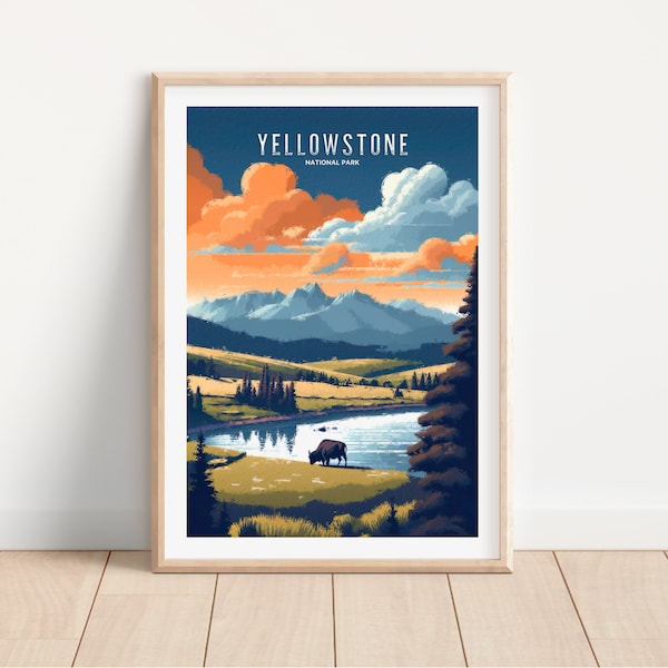 Nationaal park van Yellowstone | Illustratie van Yellowstone| Affiche Yellowstone | Tableaus van Yellowstone