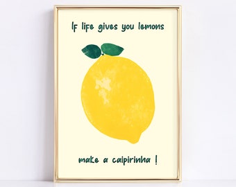 Lemon Caipirinha Print: Trendy Bar Cart Decor (Digital Download)
