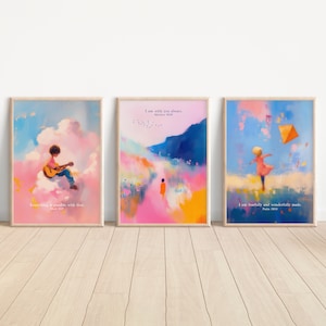 Trio Christliches Kinderzimmer Dekor, Kinder Bibel Vers Wandkunst, Kinder Illustrationen, Schrift Druck, Baby Kinderzimmer, Mädchen Poster, Junge Kunstwerk