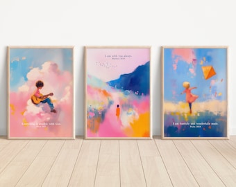 Christian Nursery Decor Trio: Bible Verse Art Prints (Digital Download)