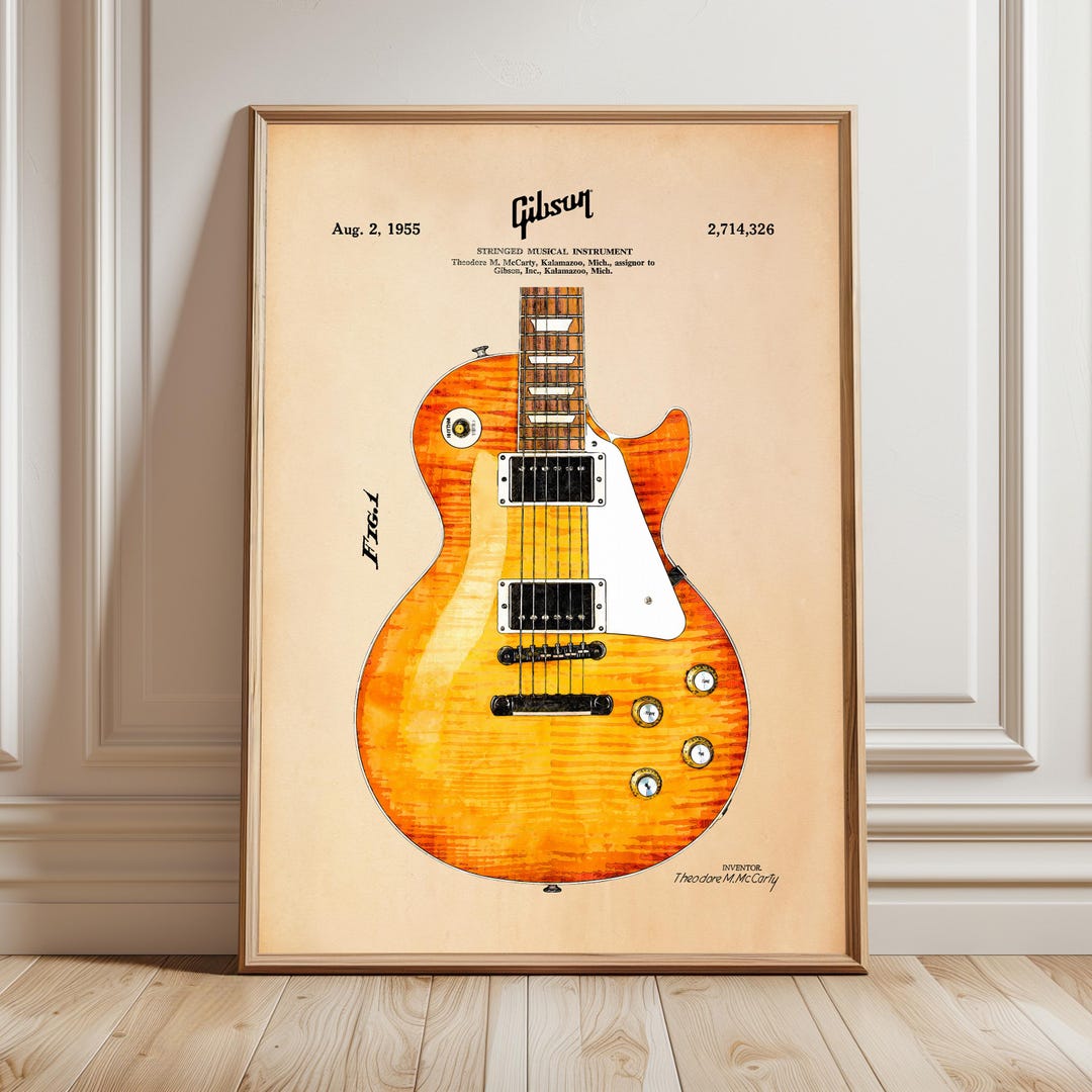 Gibson Les Paul Blueprint: Watercolor Guitar Art (digital Download) - Etsy