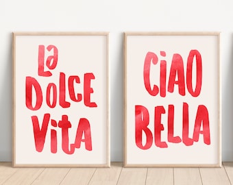 Ciao Bella La Dolce Vita Print: Cita italiana, Boho Wall Art (Descarga digital)