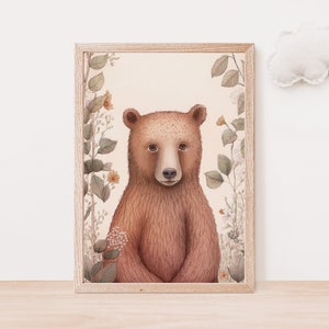 Waldkindergarten Druck, Bär Illustration, Bär Kinderzimmer Druck, Bär Wandkunst, Bär Poster, Bär Kunstwerk, Digital Download,Digitaldruck