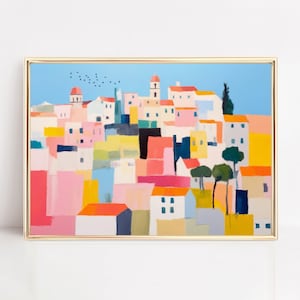 Abstrakt Lissabon Aquarell, Portugal Malerei, Aquarell Lissabon, Lisboa, Stadt Illustration, Reise Wand Kunst Poster, Lissabon Kunstwerk Farbe