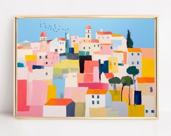 Lisbon Watercolor Print: Abstract Portugal Cityscape (Digital Download)