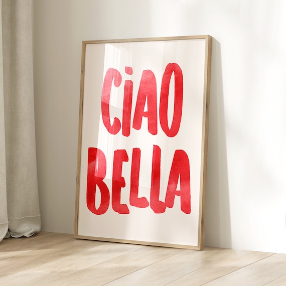 Impression Ciao Bella : citation italienne, art mural bohème (téléchargement numérique)