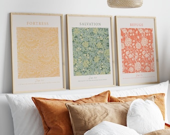 Psalm 91 | Set of 3 | FORTRESS, SALVATION, REFUGE | Psalm 91 wall art, Biblical art, Christian artwork, Psalm 91 printable, bible scripture