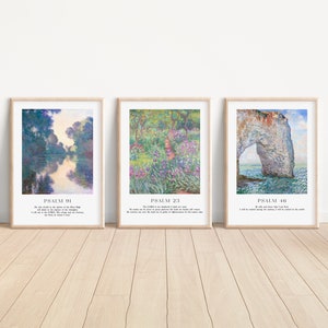 Psalm 23, 46, 91 Art Prints: Claude Monet Inspired Bible Verse (Digital Download)