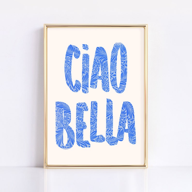 Ciao Bella, Trendy Poster Decor Italian Quote Typography Digital Download Print Love Saying Boho Gift Printable Wall Art Minimalist Room