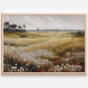 Spring Meadow Painting | Vintage Landscape Print | Country Field PRINTABLE Digital