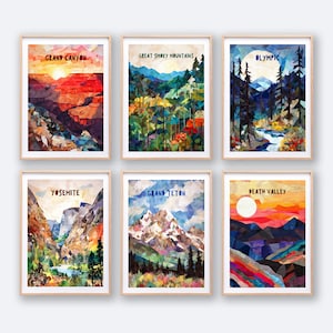 20 Zerrissenes Papier Nationalparks Poster, Nationalpark Druck, Reise Poster, USA Kunstwerk, Natur Wandkunst, wilde Retro Vintage Design Wohnkultur