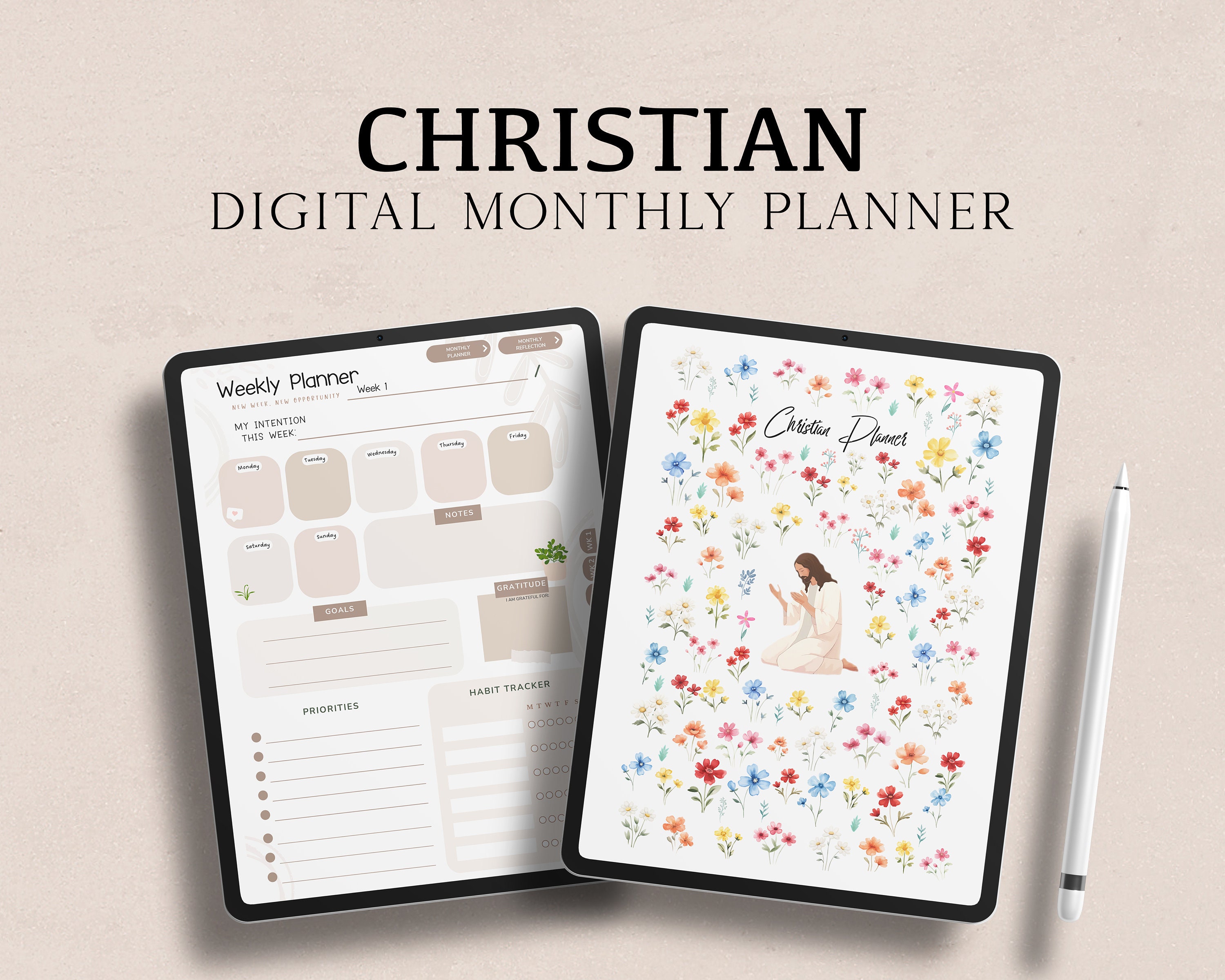 PRAY PRINTABLE PLANNER Stickers, Faith Planner Kit, Christian Planner  Stickers, Bible Study Printable Kit, Christian Erin Condren Weekly Kit 