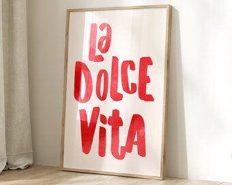 Lámina "La Dolce Vita": Cita italiana, arte mural de moda (Descarga digital)