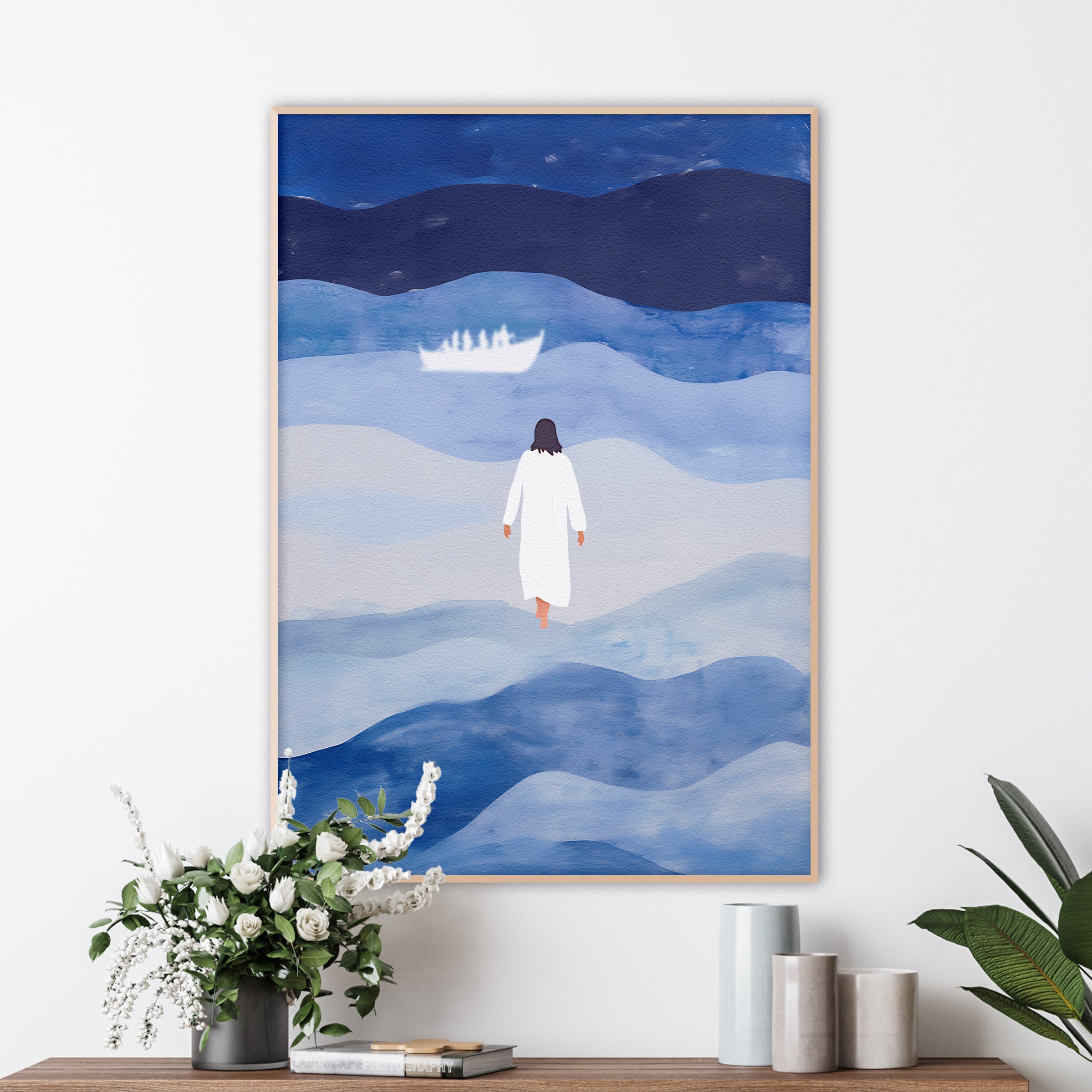 Jesus Walking on Water Print: Christian Art, Biblical Sketch (digital  Download) - Etsy, image size:2398x2398