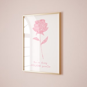 You&#39;re Doing Amazing Sweetie Print Trendy Wall Art Preppy Aesthetic Prints Girly Room Decor Pink Wall Art Retro Print Trendy Printable Art