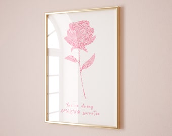 You're Doing Amazing Sweetie Print Trendy Wall Art Preppy Aesthetic Prints Girly Room Decor Pink Wall Art Retro Print Trendy Printable Art