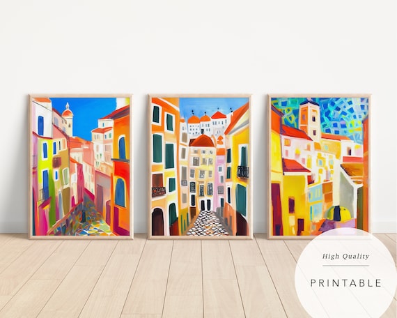Abstract Alfama Lisbon Art Prints: Portugal Set of 12 (Digital Download)