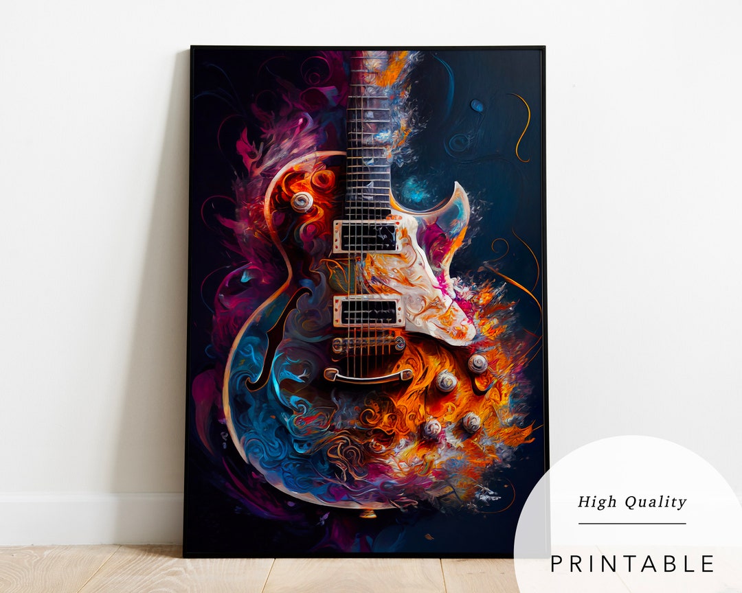 Gibson Les Paul Guitar Painting: Abstract Illustration Art (digital ...