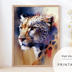 Watercolor Jaguar Poster: Animal Wall Art (Digital Download)