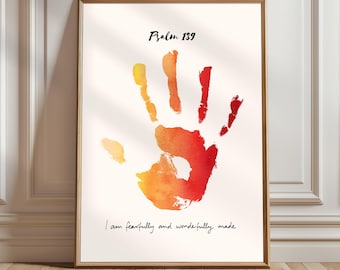 Psalm 139:14, Nursery Decor, Bible Sketches, Scripture quote, Biblical art, Baby Decoration, Faith decor, Christian decoration, Jesus art