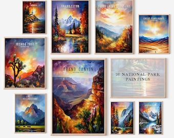 26 pinturas de parques nacionales: impresiones artísticas de viajes por EE. UU. (descarga digital)