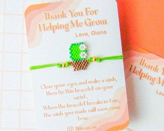 Cactus bracelet, thank you for helping me grow card, teacher appreciation week gift, mentor gift for women,last day of school gift, miyuki