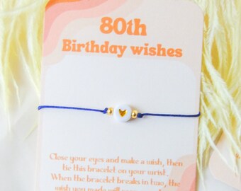 Make a wish bracelet, 80th birthday gift for women jewelry, grandma birthday gift from granddaughter, Gift for Grandmother birthday Ideas