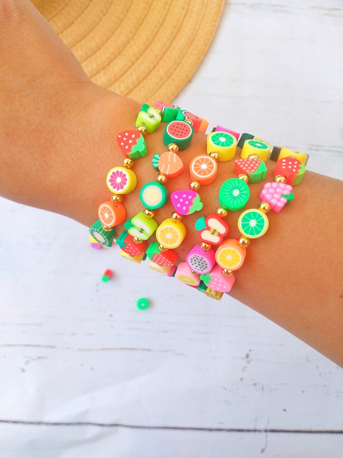 Custom fruit bracelet summer bracelet stack colorful fruity Etsy