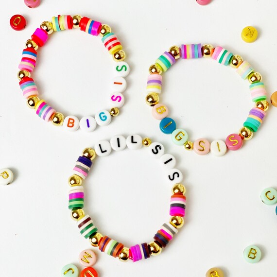 Colorful Big Sis Bracelet Personalized Sister Bracelet Sibling