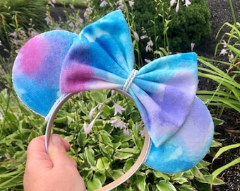Multi-colored tie dyed summer mouse ear headband gift for Disney trip mouse ear gift colorful ear for Disney lover pastel Mickey ears