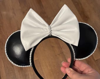Black and white Mickey ears black and white Minnie ears faux leather ears for Disney trip gift for Disney lover