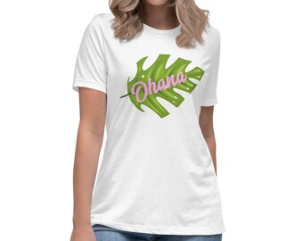 Ohana Women's Relaxed T-Shirt, Disney inspired t-shirt, Lilo and Stitch inspired, ohana shirt, palm leaf shirt,