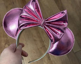 Pink Mickey ears pink Minnie ears faux leather ears for Disney trip gift for Disney lover