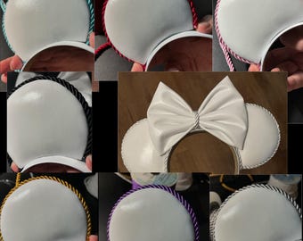 White Mickey ears color trim white Minnie ears faux leather ears for Disney trip gift for Disney lover